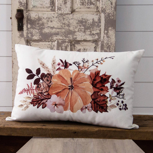 Floral Pumpkins And Foliage Pillow