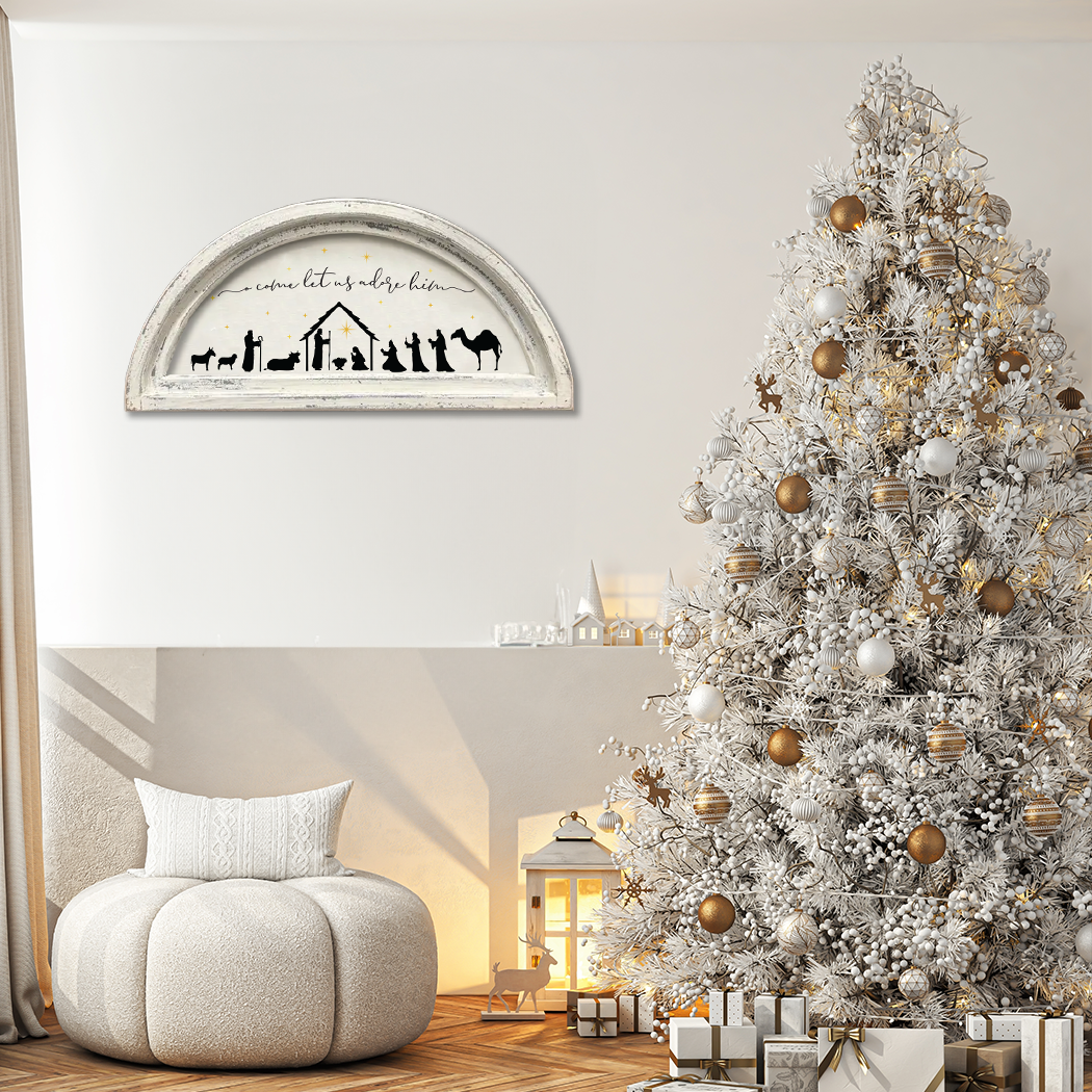 FRAMED CANVAS NATIVITY COME LET US ADORE HIM: Signature Finish