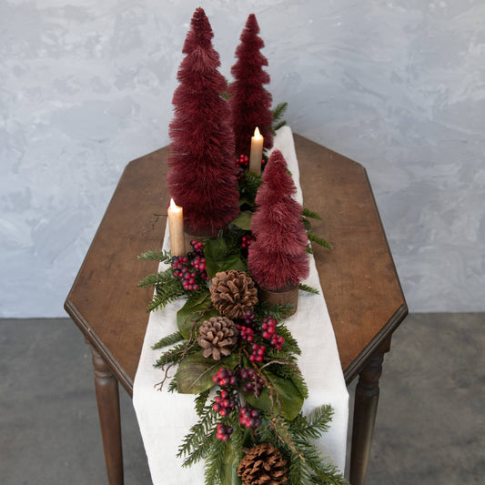 6' CEDAR & MAGNOLIA LEAF W/ RED BERRY GARLAND