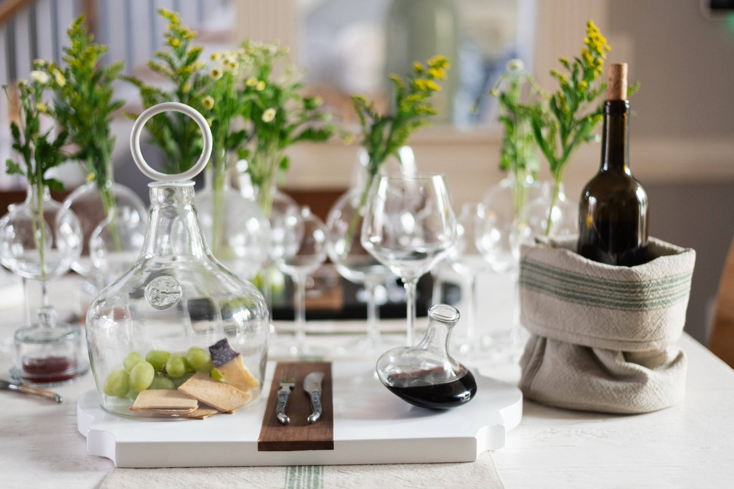 Trefoil Wood Cheese Board Charger, White