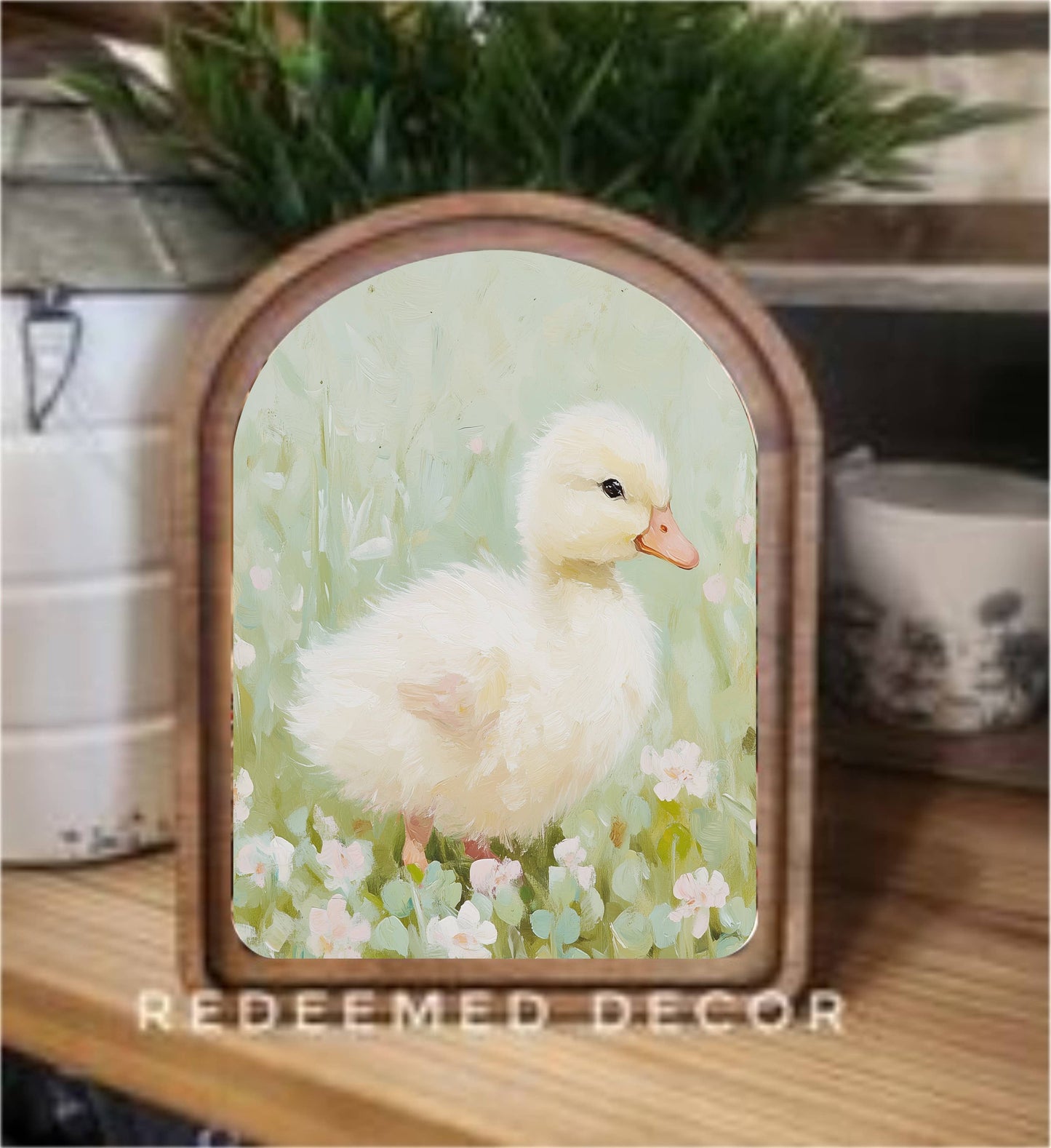 Arch Top Fluffy Duckling Framed Art    : 6x8"