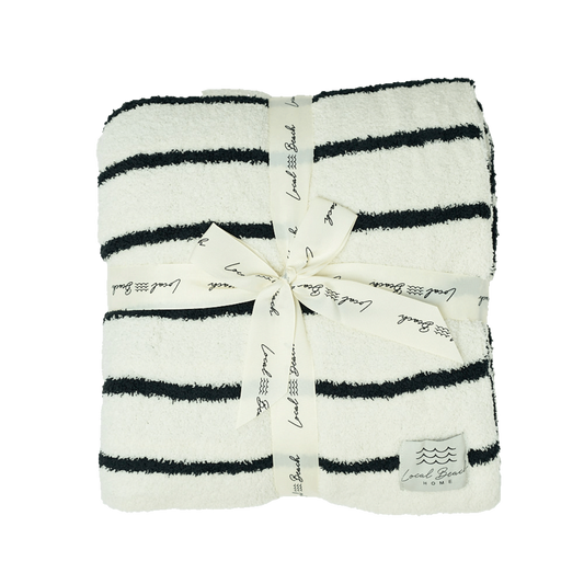 Striped Luxe Home Blanket: Black/Cream