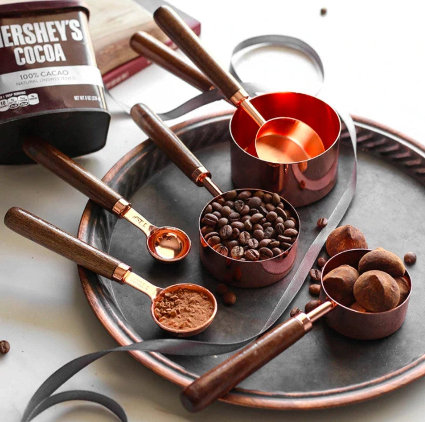 Rose Gold Stainless Steel Measuring Cups Set: 4 spoons