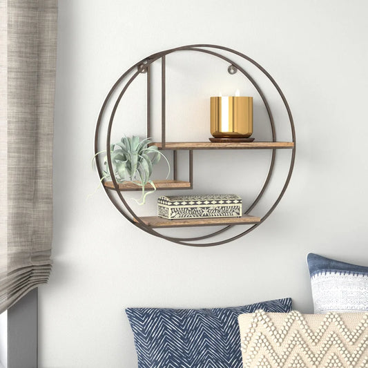 Circle Mango Wood Accent Shelf