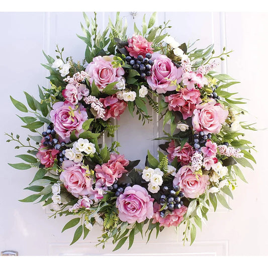 22-inch Handmade Artificial Rose Twig Wreath