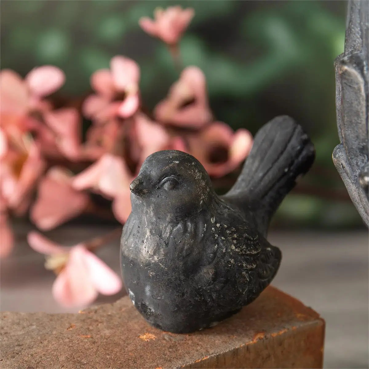 Dark Cement Bird Sculpture