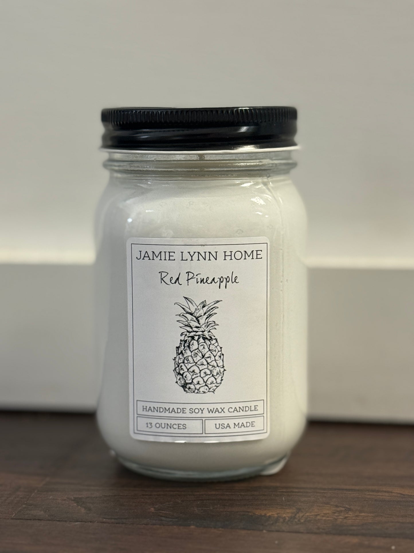 Red Pineapple Mason Jar Soy Candle