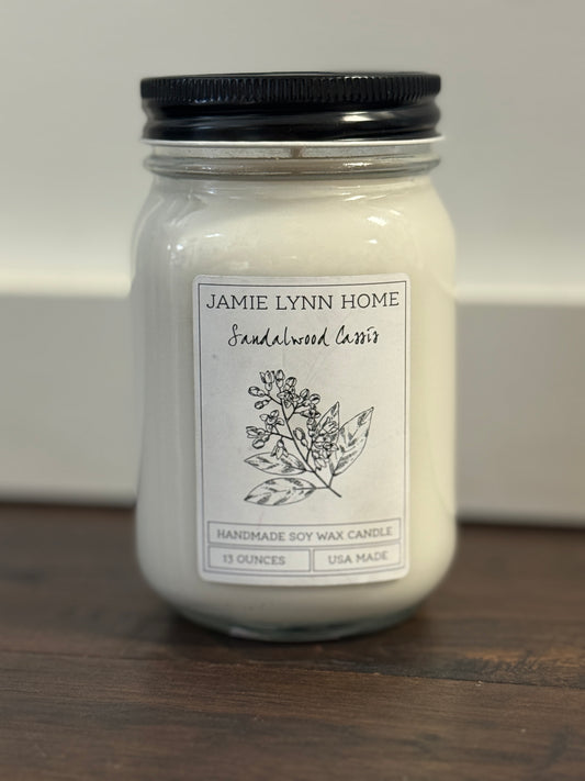 Sandalwood Cassis Mason Jar Soy Candle