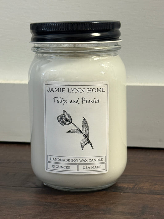 Tulips + Peonies Mason Jar Soy Candle