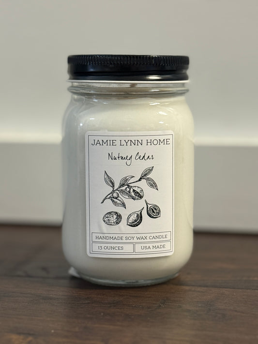 Nutmeg + Cedar Mason Jar Soy Candle