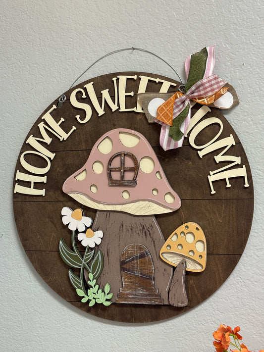 Home Sweet Home Mushroom Door Hanger