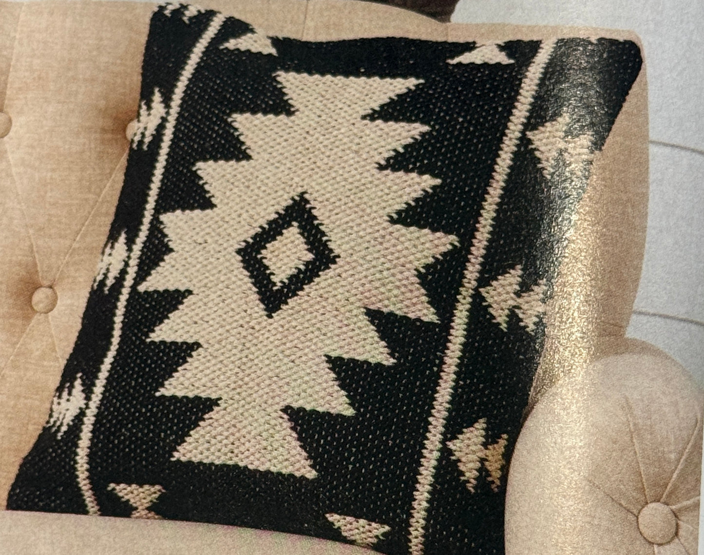 Black and Cream Kilim Pillow