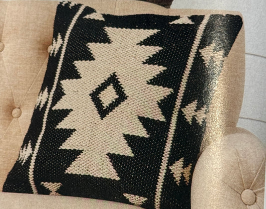 Black and Cream Kilim Pillow