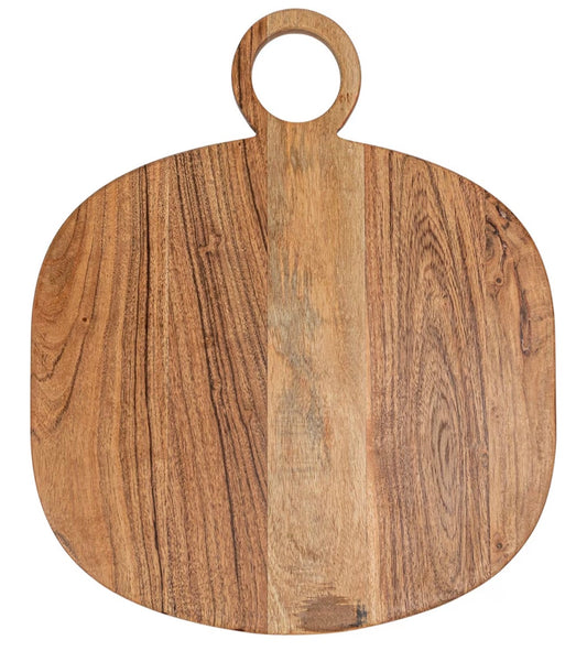 Oval Acacia Wood Cheese and Cutting Board with Handle, Natural