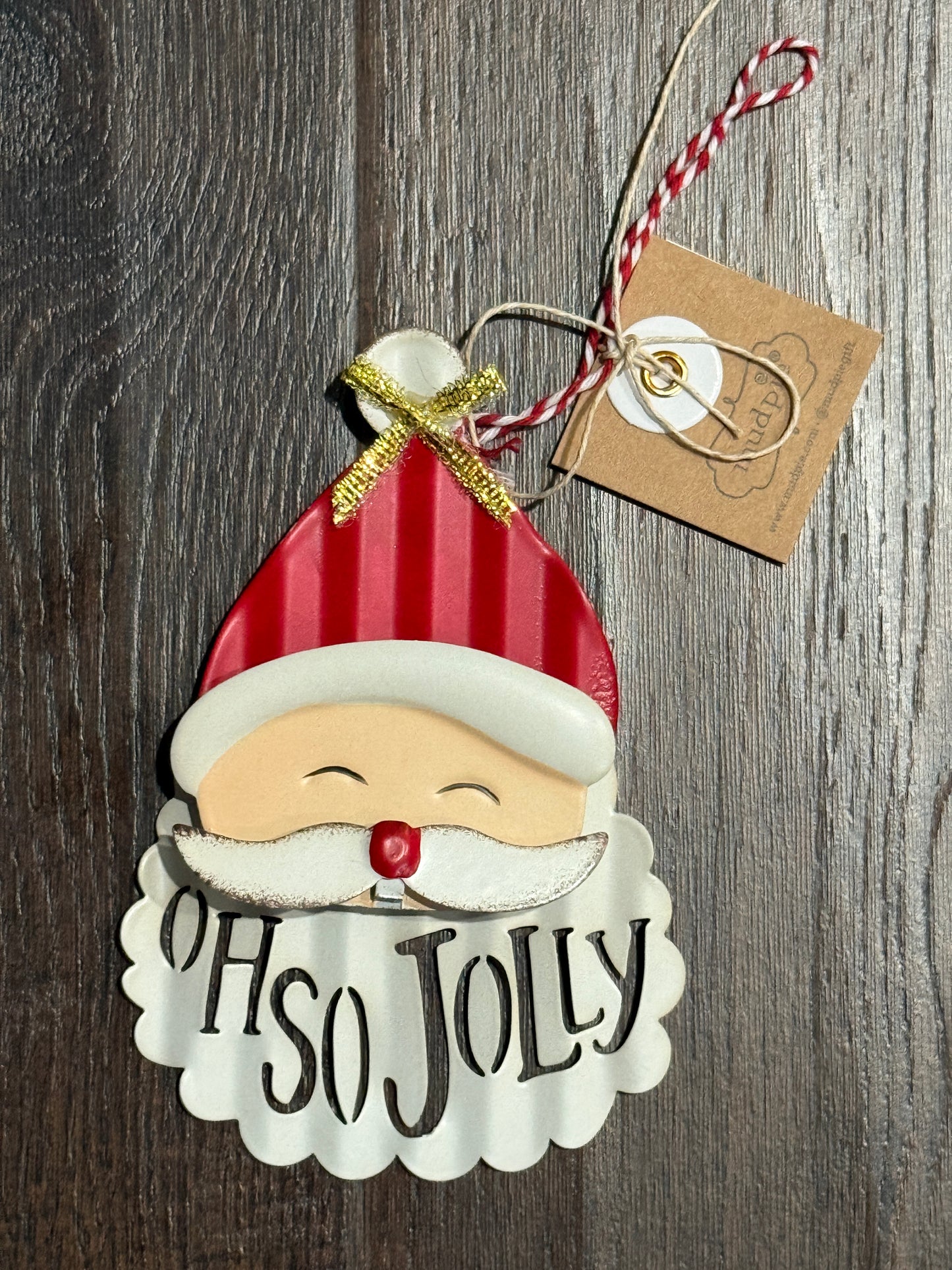 Oh So Jolly Santa Christmas Tin Ornament