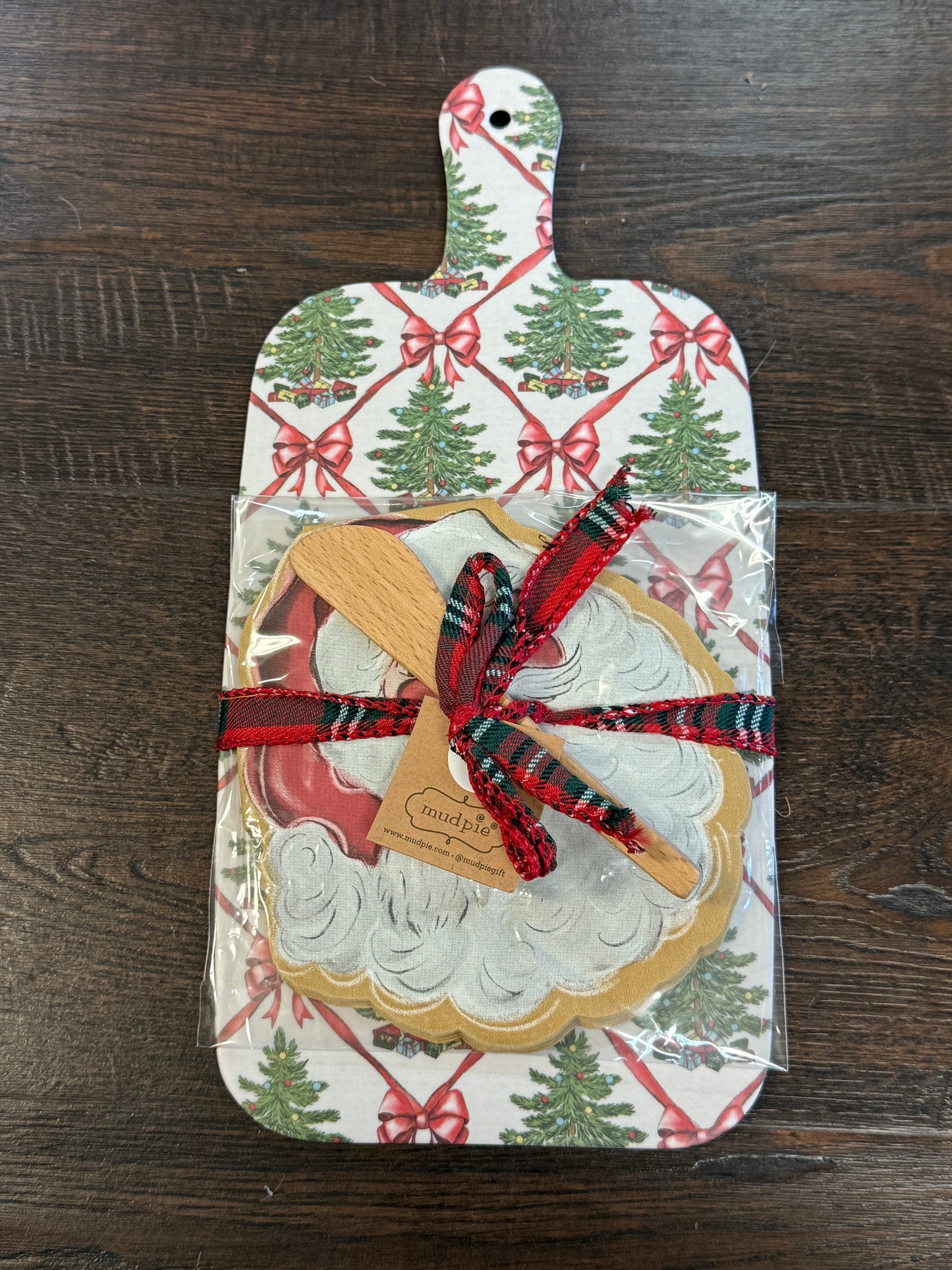 Classic Xmas Melamine Board - Trees & Bows with Santa Napkins