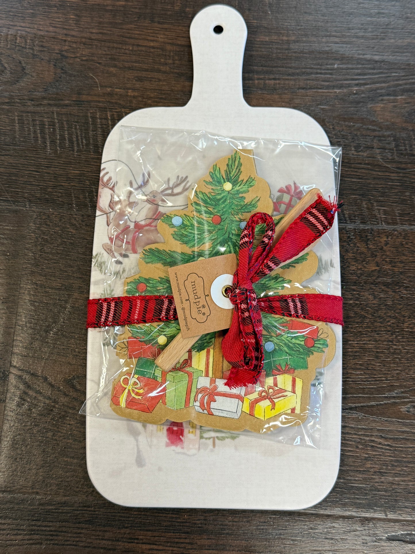 Classic Xmas Melamine Board - Santa's Sleigh with Tree Napkins