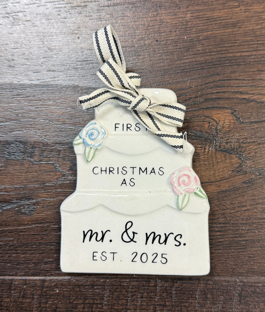 Mr. & Mrs. Christmas Ceramic Ornament