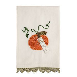 Single Pumpkin Beaded Embroidery Towel