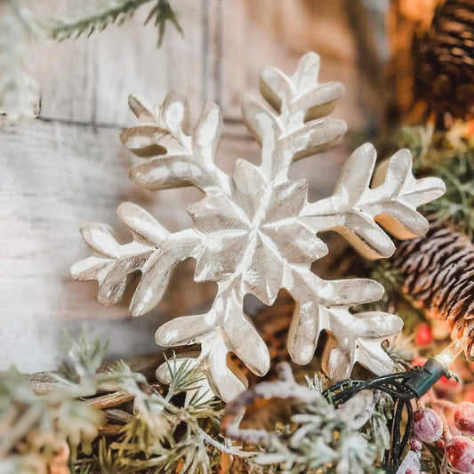 Whitewashed Wooden Snowflake 6x6in