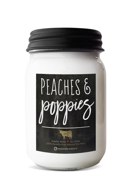 13 oz Mason Jar Candle: Peaches & Poppies