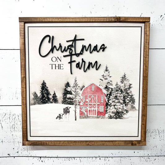 Christmas on the Farm. Christmas Decor. Farm life. Cattle.: 13"x13"