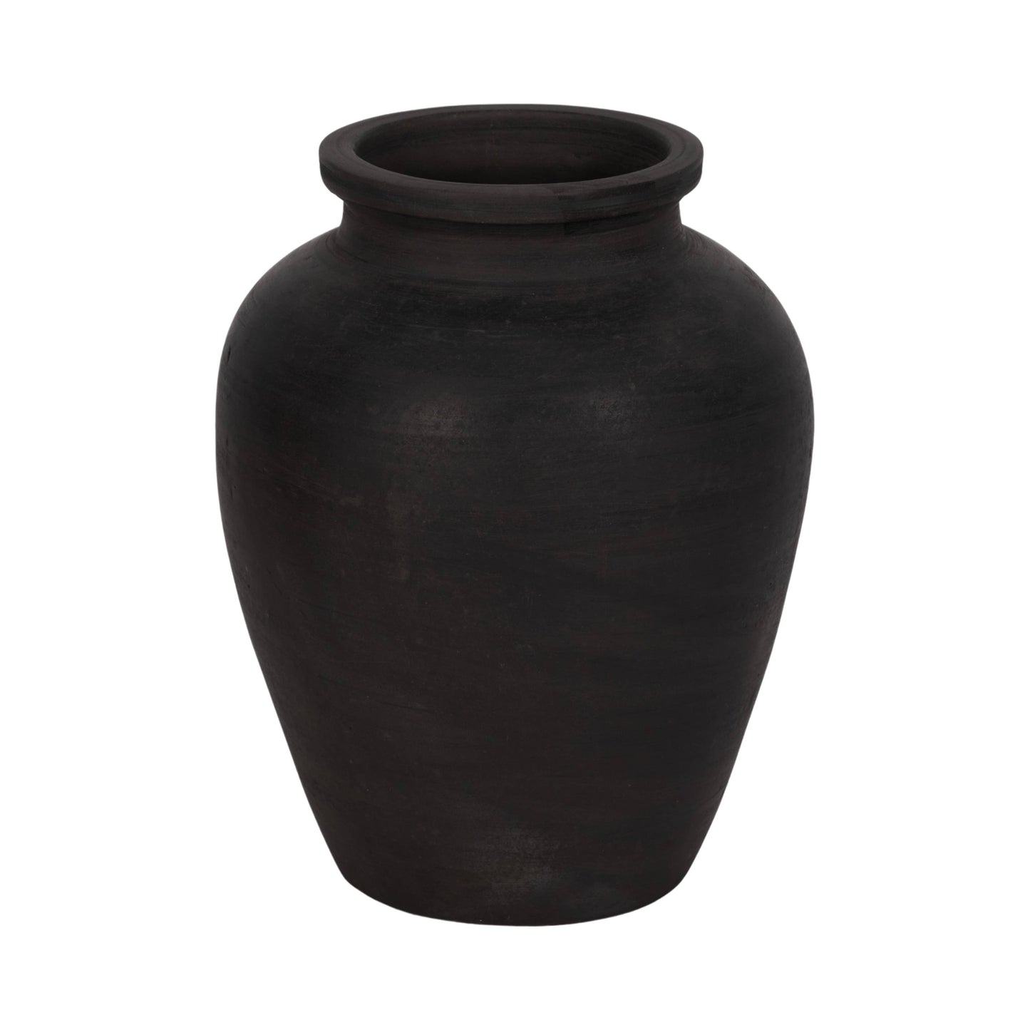 Ceramic Traditional Round Jug Vase - Black, 10 in.