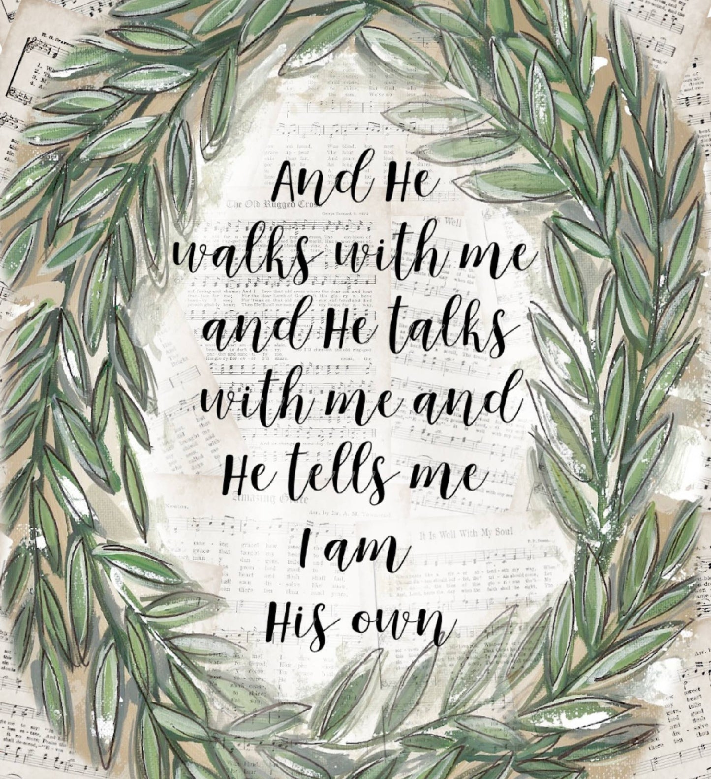 Christian wall art, Music Sheet Hymn Church Song Decor,: 8x10