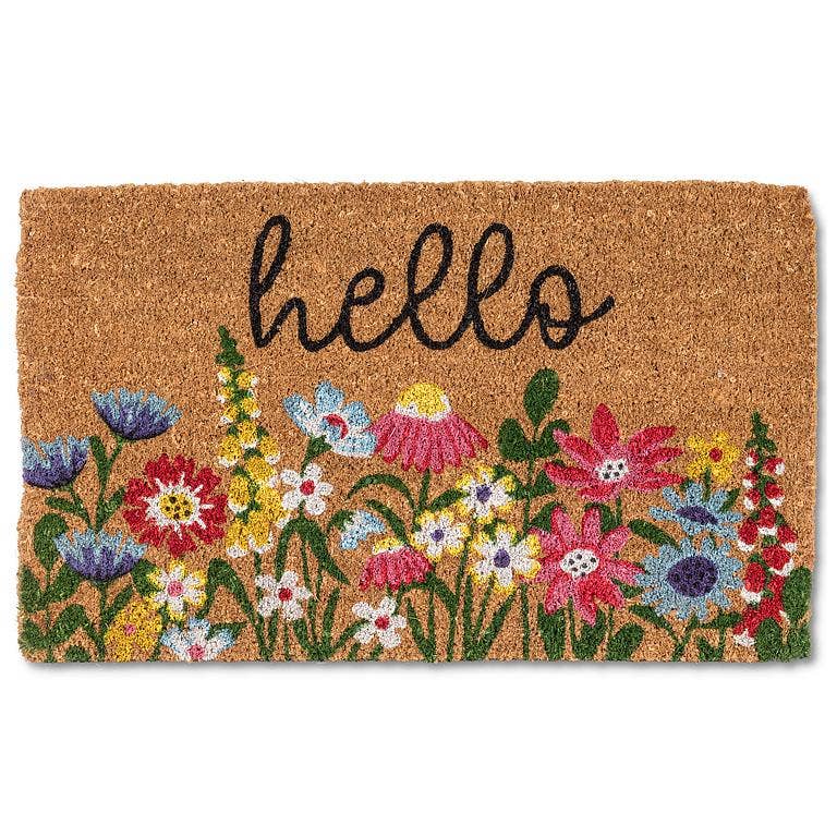 Bright Floral hello Doormat-18x30"L