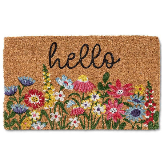 Bright Floral hello Doormat-18x30"L
