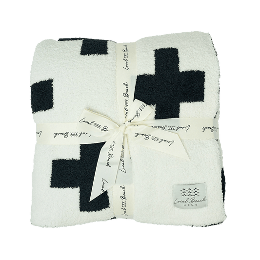 Cross Luxe Home Blanket: Black/Cream