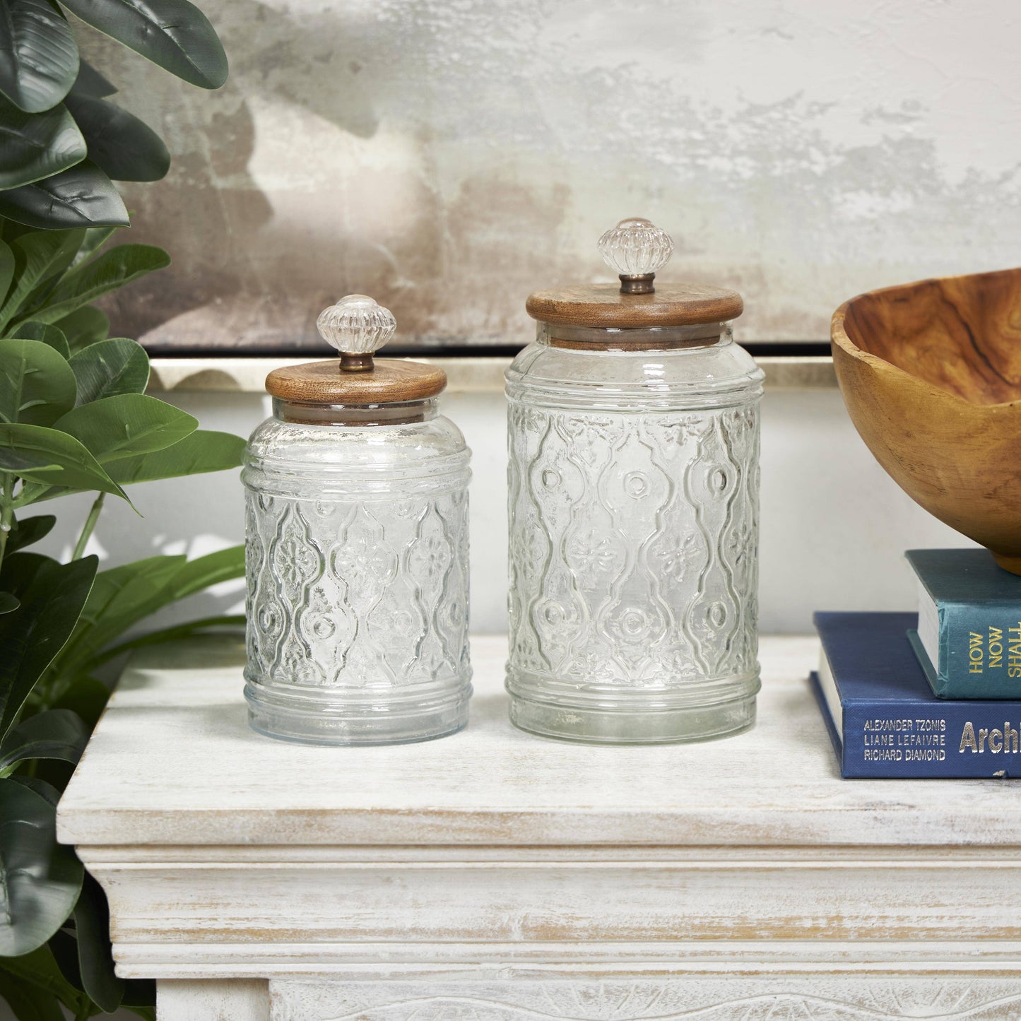 Farmhouse Clear Glass Decorative Jars Set