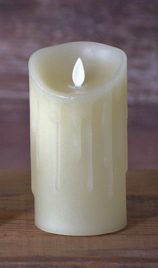 Cream Drip Moving Flame LED Candle 3in by 6in