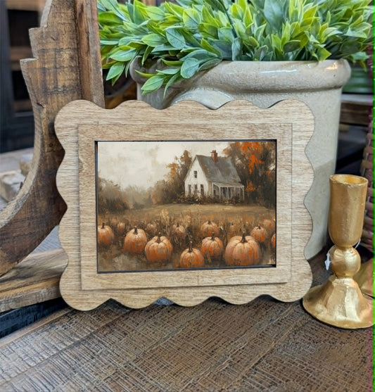 Scallop Pumpkin Farmhouse Framed Canvas Art