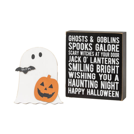 2/Set, Ghosts & Goblins Box Sign With Ghost & Jack Easel