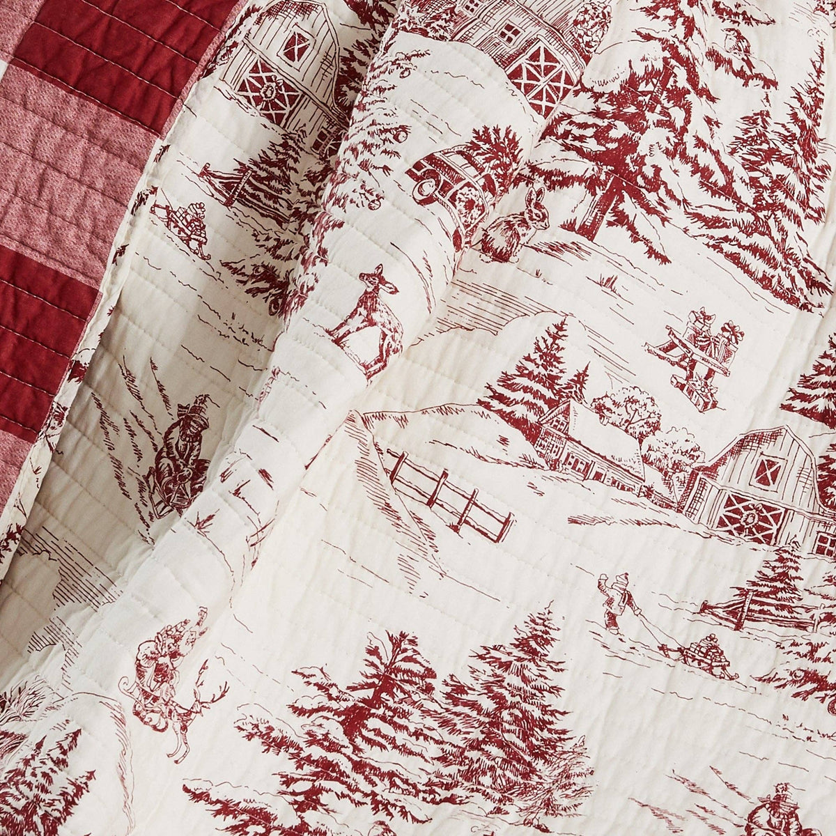 Winter Sleigh Ride Quilted Throw: Red
