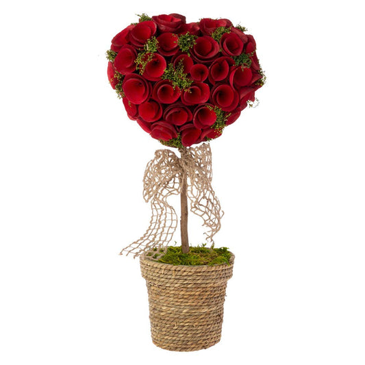 14" Tall Hearts For You Topiary In Basket Valentines Day