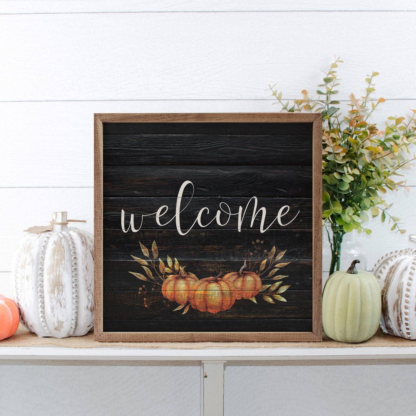Welcome Pumpkin Black: 12 x 12 x 1.5