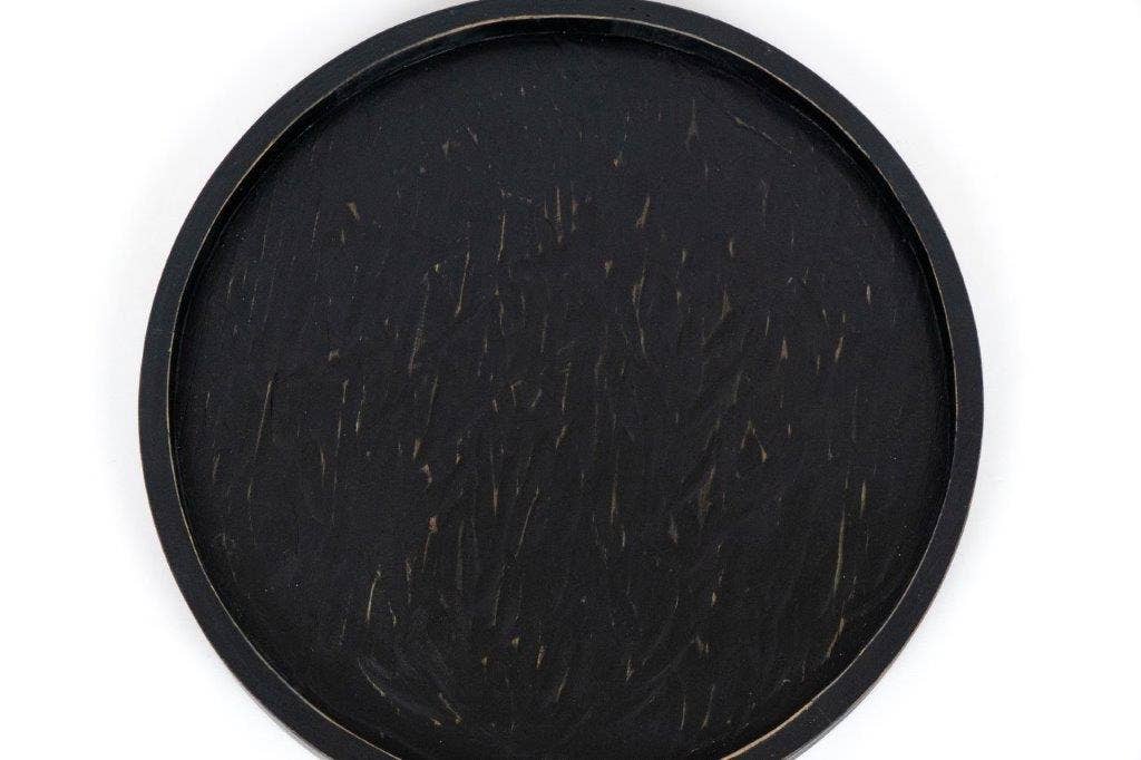 15.5x15x1 Black Wood Round Tray