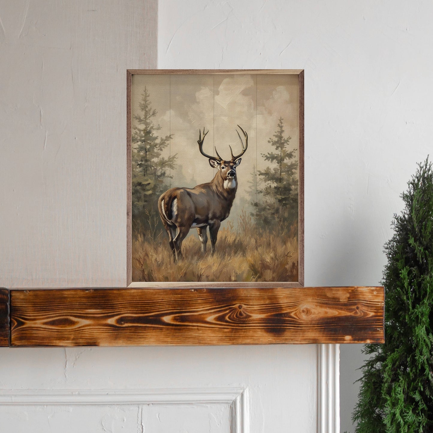 Whitetail Buck In Pines: 16x20