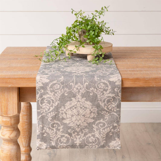 Table Runner - Vintage Inspired Print, Dusty Blue