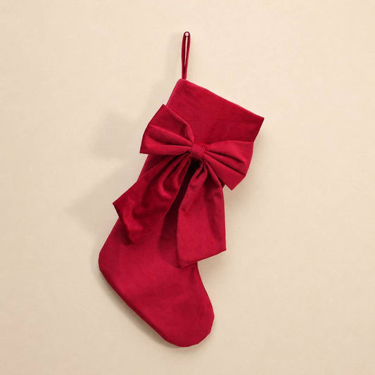 Red Velvet Bow Christmas Stocking
