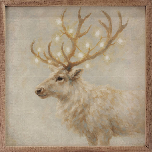Holiday White Reindeer: 16x16