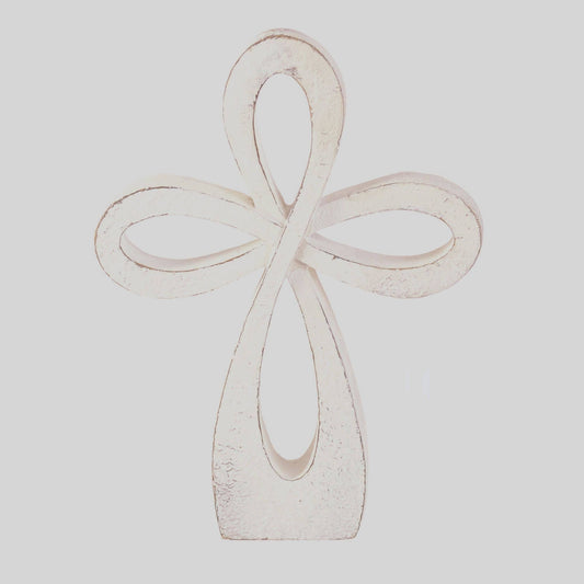 8" Whitewash Tabletop Cross