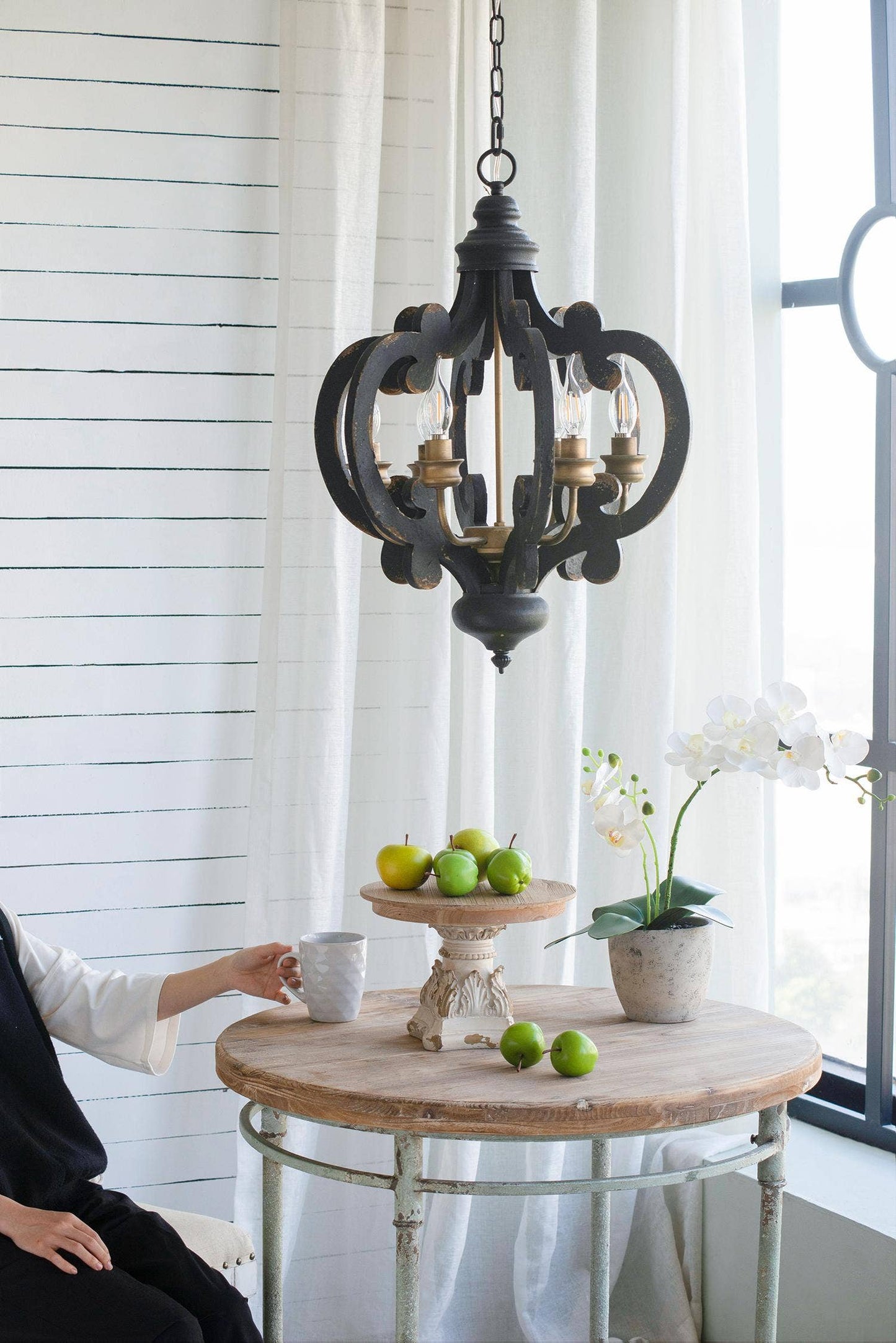 D10.5x7.5" Cream & Brown Wooden Table Top Plate