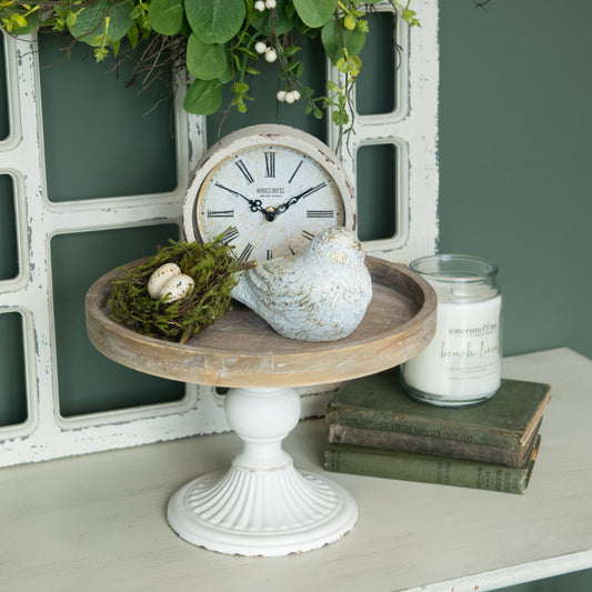 12" Wood & Metal Pedestal Stand