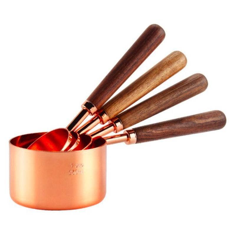 Rose Gold Stainless Steel Measuring Cups Set: 4 spoons