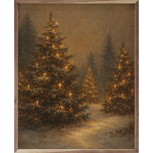 Lantern Glow Christmas Trees: 16x20