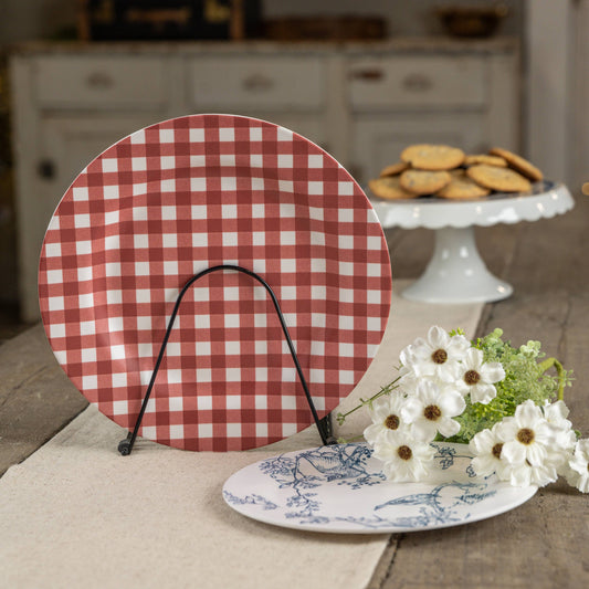 Red & White Gingham Charger