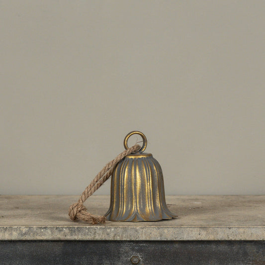 5.25" Aged Gold Flower Bell